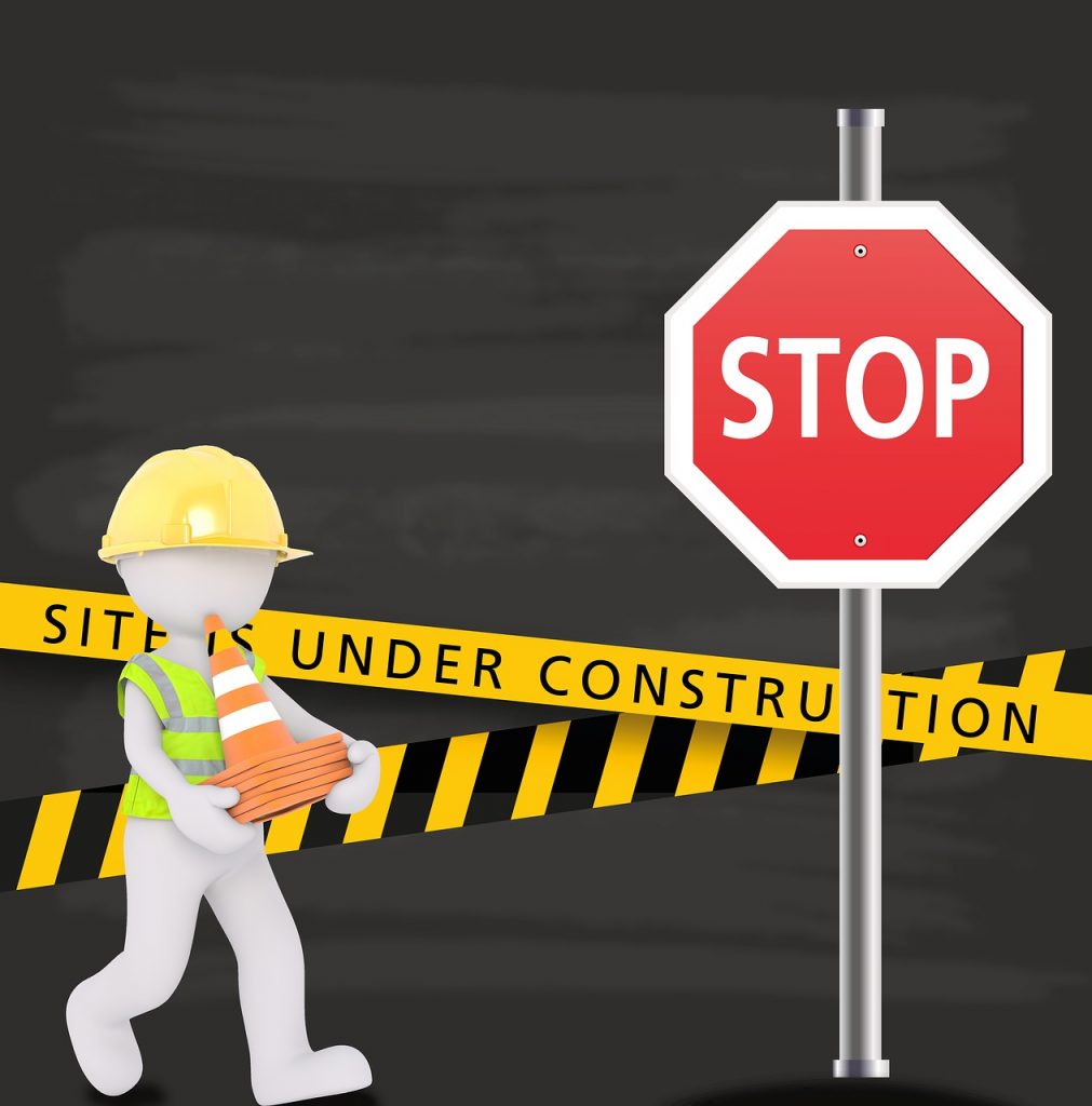 under construction, stop, site